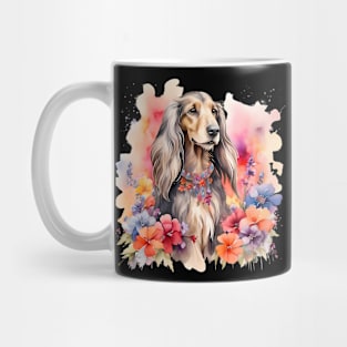 An afghan hound decorated with beautiful watercolor flowers Mug